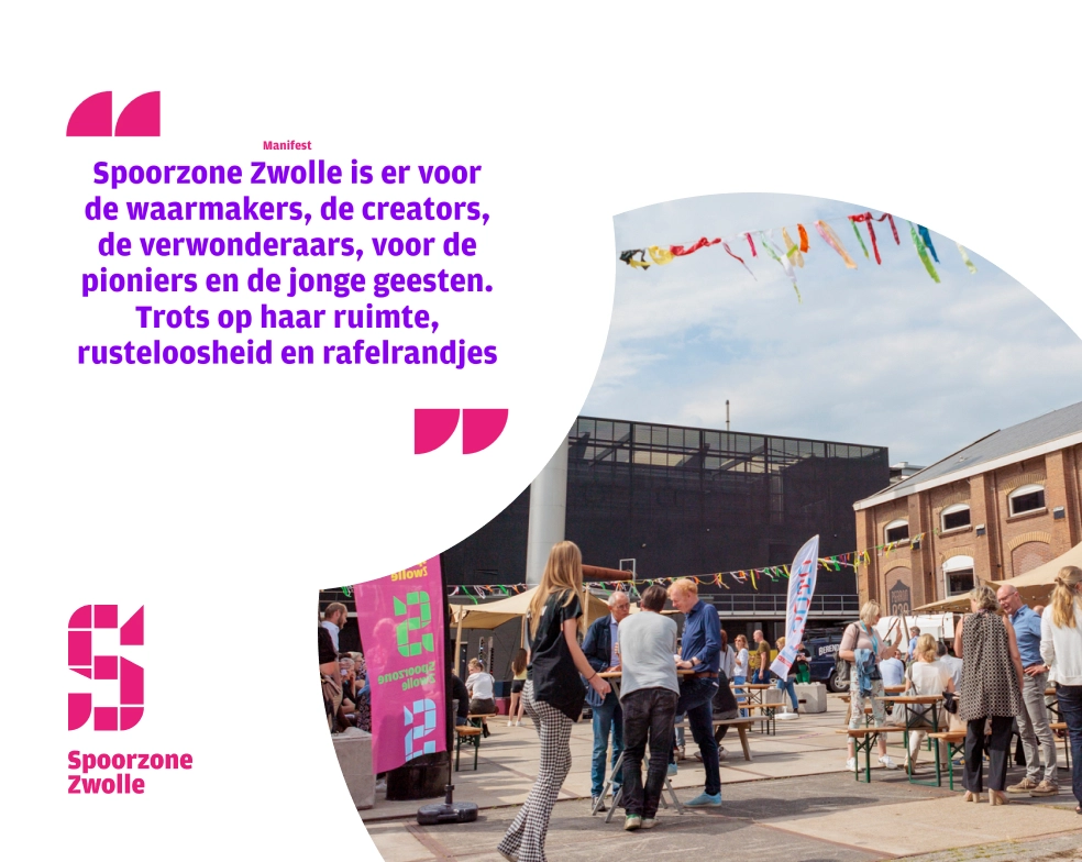 Sfeerfoto van Spoorzone Zwolle met quote